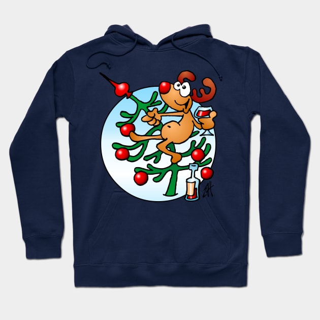 Reindeer in a Christmas tree Hoodie by Cardvibes